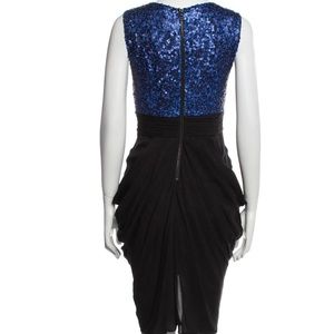 Alice & Olivia silk dress; size 4; black and blue; blue sequin embellishments